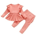 thumbnail image 2 of DYMADE Toddler 2-3 Years Baby Girls Clothes 2Pcs Long Sleeves Shirt Dress Ruffle Long Pants Set, 2 of 3