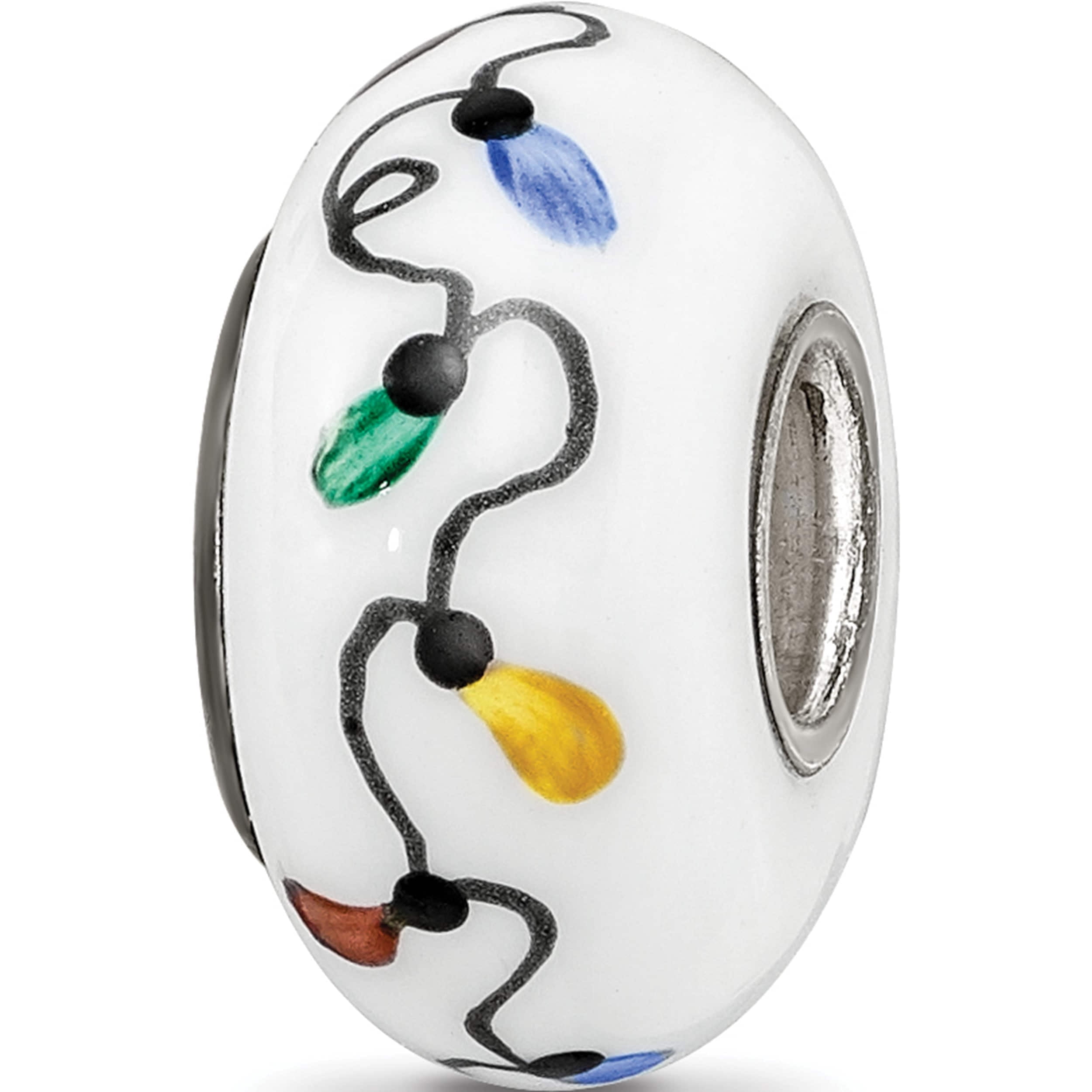 Sterling Silver Reflections White Rudy Reindeer With Lights Fenton Glass Bead (14.5 X 7.6) Made In United States qrs3697