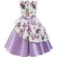 thumbnail image 3 of Elegant Girls' Floral Print Dress Evening Performance Dress, Holiday Performance Dress Princess Dress Special Occasion Dress Princess Dresses Purple, 3 of 4