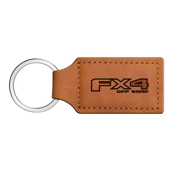 iPick Image for Ford F150 FX4 Off Road Rectangular Brown Leather Key Chain, Official Licensed