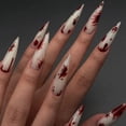 thumbnail image 4 of Long Almond Fake Nails Detachable French Ballet Halloween False Nails nail art Full Cover Nail Tips Press On Nails 24pcs, 4 of 5