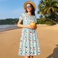 thumbnail image 4 of Lsque Cute Cows Print Women's Casual Dress T-Shirt Summer Short Sleeve Scoop Neck Swing Dresses, 4 of 6