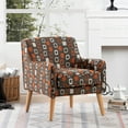 thumbnail image 3 of Upholstered Lounge Chair, Floral Print Fabric Accent Chair with Armrest and Solid Wood Legs, Single Sofa Chair Reading Chair for Living Room, Bedroom, Apartment, Brown Mix, 3 of 7