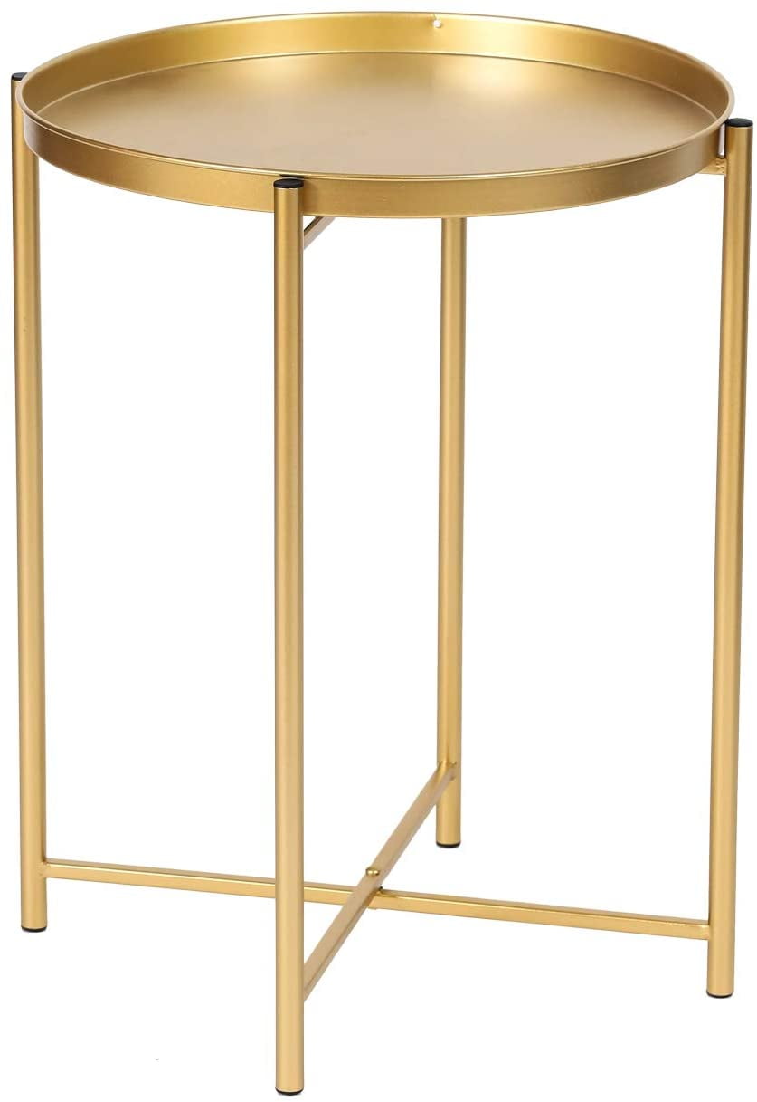 Homebeez Round End/Side Tables Metal Nightstands Gold