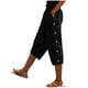 thumbnail image 3 of TaTaai Women's Casual 7/8 Length Pants Straight Leg Linen-Like Fabric with Elastic Waistband Side Pockets and Decorative Buttons for Spring Summer Outfits Gift, 3 of 7