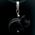 thumbnail image 2 of Black Obsidian Pig Pendant Necklace |Semi Precious Stone Jewelry|Silver Pendant|, 2 of 8