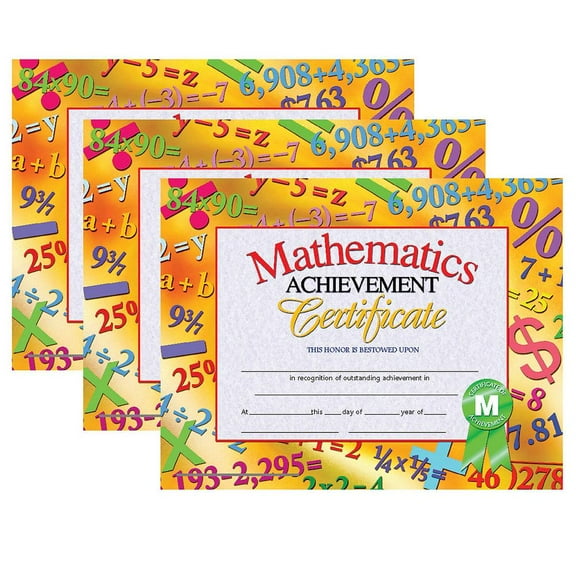 Hayes Publishing Mathematics Achievement Certificate, 30 Per Pack, 3 Packs