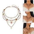 thumbnail image 2 of Necvior Stylish Irregular Moon Pendant Necklace Adjustable Length Multi Layer Neckchain, 2 of 11