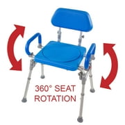 Platinum Health Liberty Folding Bath Shower Chair with Rotating Swivel Seat Padded Back Armrests