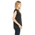 thumbnail image 2 of Bella Canvas Womens Flowy Rolled Cuffs Muscle Tee, S, Dark Grey Heather, 2 of 3