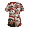 thumbnail image 4 of Hearthz Christmas Scrub Tops Woman Plus Size Stretch Scrubs for Women Top V Neck Short Sleeve Nurse Uniforms with Pockets S-5xl, 4 of 5