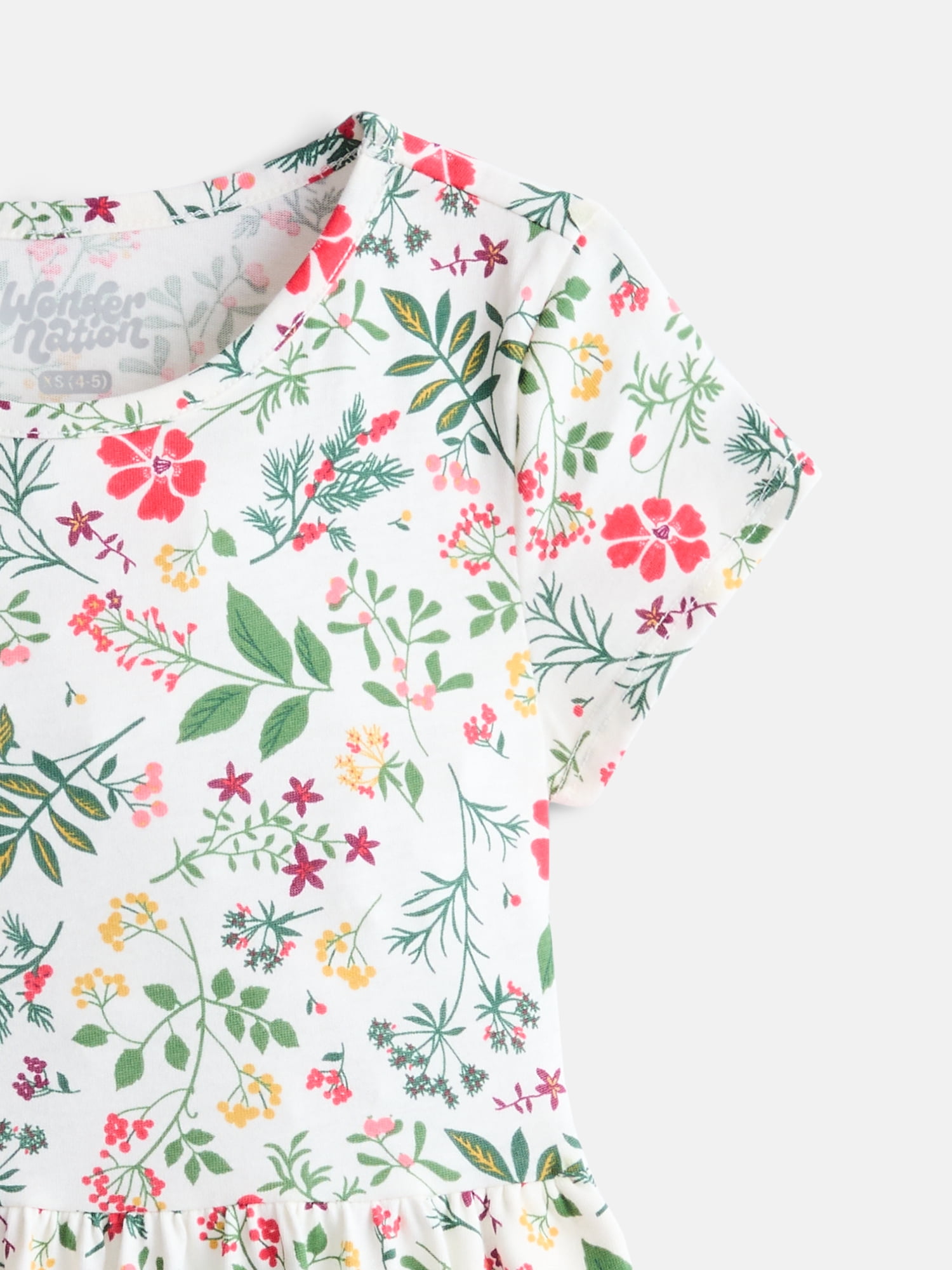 Wonder Nation Girls Play Dress with Short Sleeves, Sizes XS-XXL