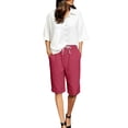 thumbnail image 4 of DuoJiaJ Womens Shorts, Drawstring Elastic Waist Summer Casual Trousers Red XXXXL, 4 of 7