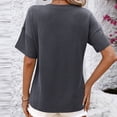 thumbnail image 4 of Timegard Womens Tops Striped V-Neck Short Sleeve Basic Tee Shirts Summer Casual Loose Tops with Pockets, 4 of 4
