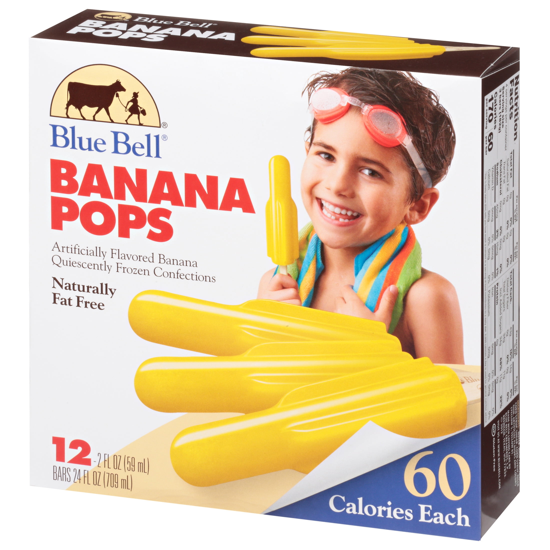 Blue Bell Fat Free Banana Pops, 2.0 fl oz, 12 Count