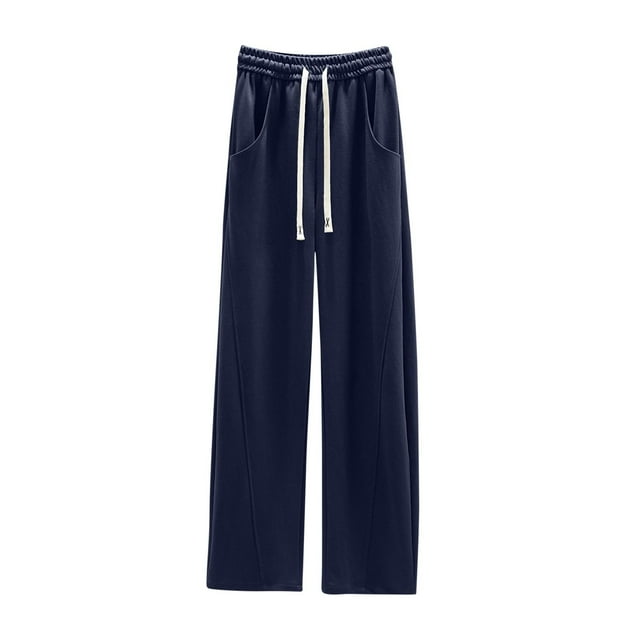 FAIWAD Women's Wide Leg Cotton Pants Summer Elastic High Waist Drawstring Sweatpants with Pockets