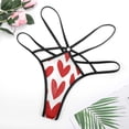 thumbnail image 4 of Dark Red Love Heart Pattern Open Type Women's Panties Crotch Opening G-strings Thongs Lingeries Underwear, 4 of 7
