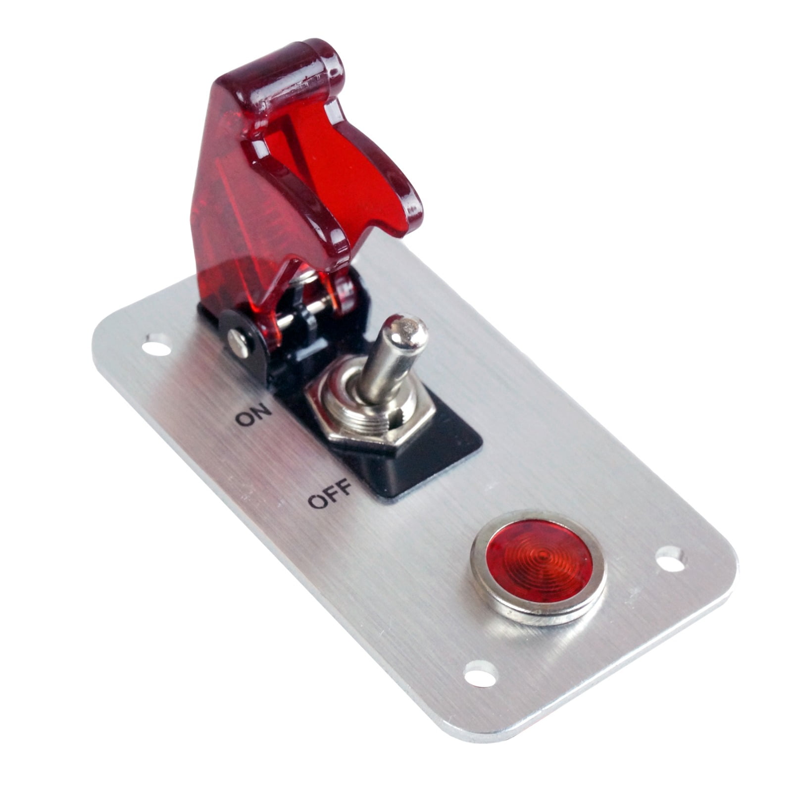 1 Row Safety Cover Toggle Switch with Red Indicator Light Aluminum