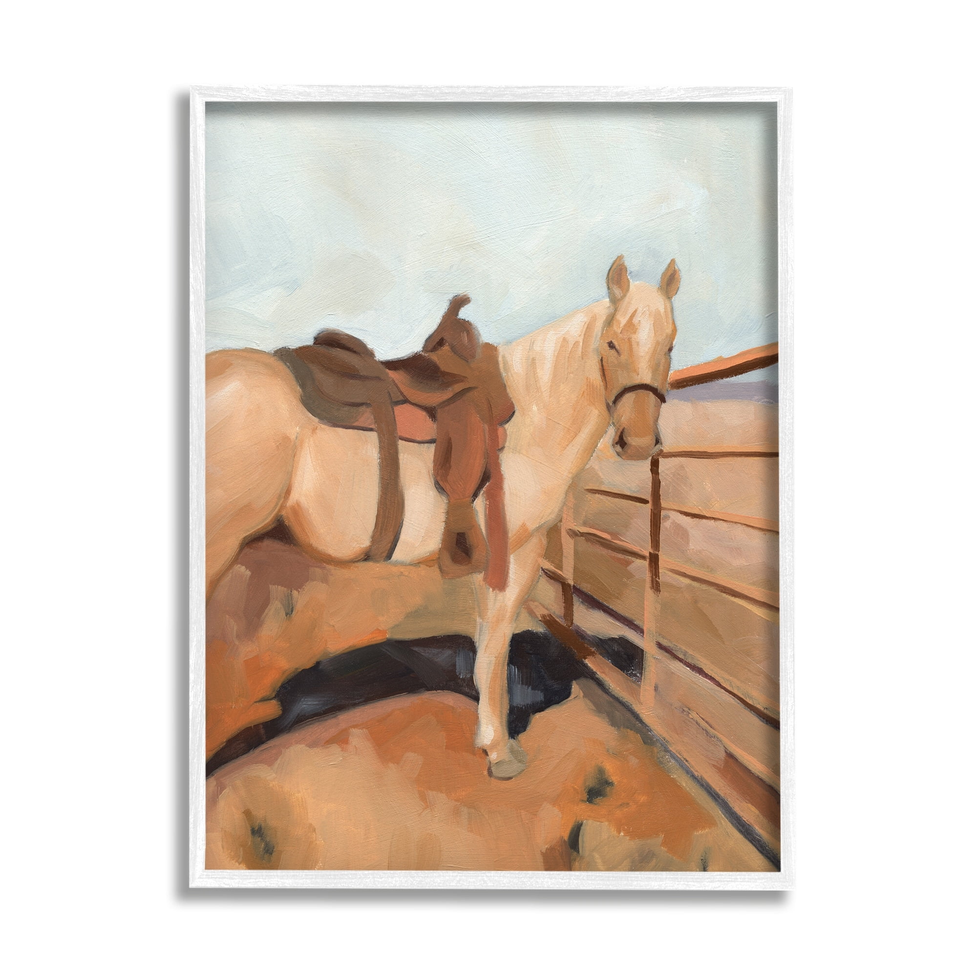 Stupell Industries Saddled Horse Southwestern Field Farm Fence Orange Blue, 24 x 30, Design by Jacob GreenÃÂ&nbsp;