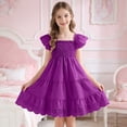 thumbnail image 2 of Gibobby Toddler Girl Dress Toddler Girls Dresses Short Sleeve Butterfly Print Fashion Round Neck Princess Dress for Child Girls(3-4 Years,Dark Purple), 2 of 7