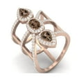 thumbnail image 2 of 2.7 Ct Pear Smoky Quartz 925 Sterling Silver Rose Vermeil Vertical Long Finger Valentines Day Gifts Ring, 2 of 3