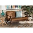 thumbnail image 7 of Baxton Studio Bianca Mid-Century Modern Walnut Brown Finished Wood and Tan Faux Leather Effect Loveseat, 7 of 7