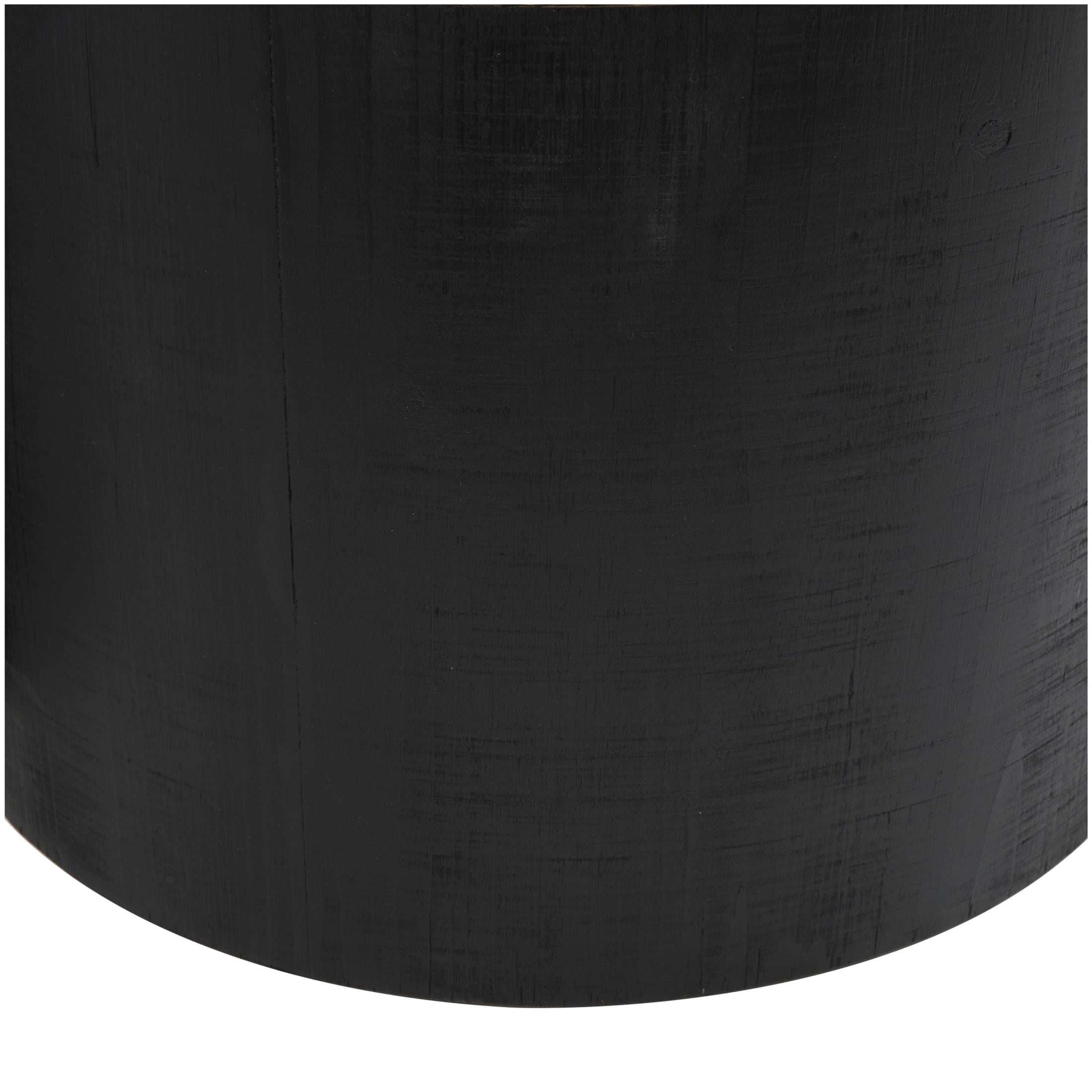 DecMode 19" x 20" Black Wood Handmade Accent Table with Brown Wrapped Seagrass Tabletops, 2-Pieces