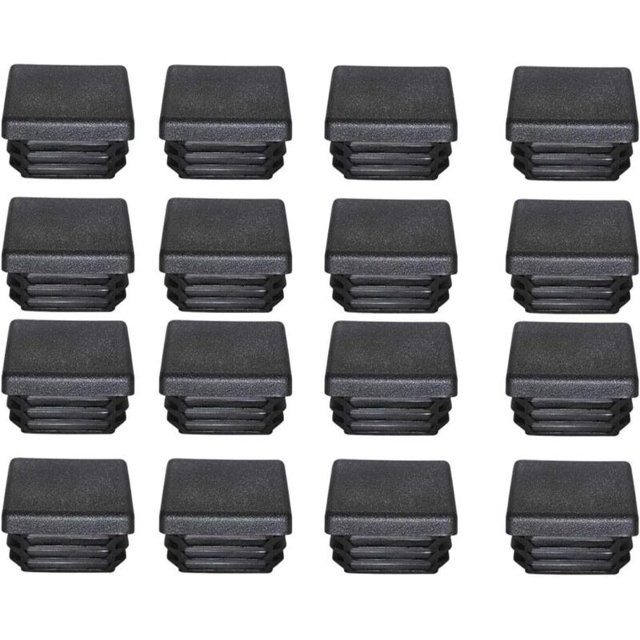 Promoción, tapón de plástico de 40 x 40 mm, tapa de extremo de tubo cuadrado negro, tapones de plástico, tapones ciegos para pies de muebles de trampolín, 16 piezas,--