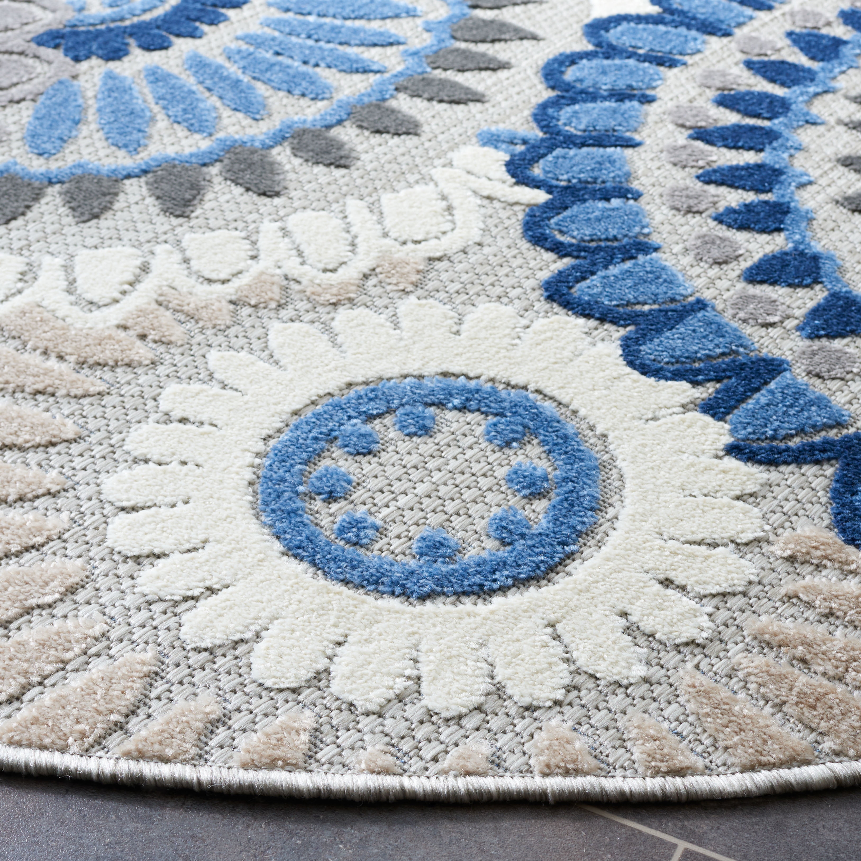 Safavieh Cabana Brynn Floral Indoor/Outdoor Runner Rug, Gray/Blue, 2'2" x 15'