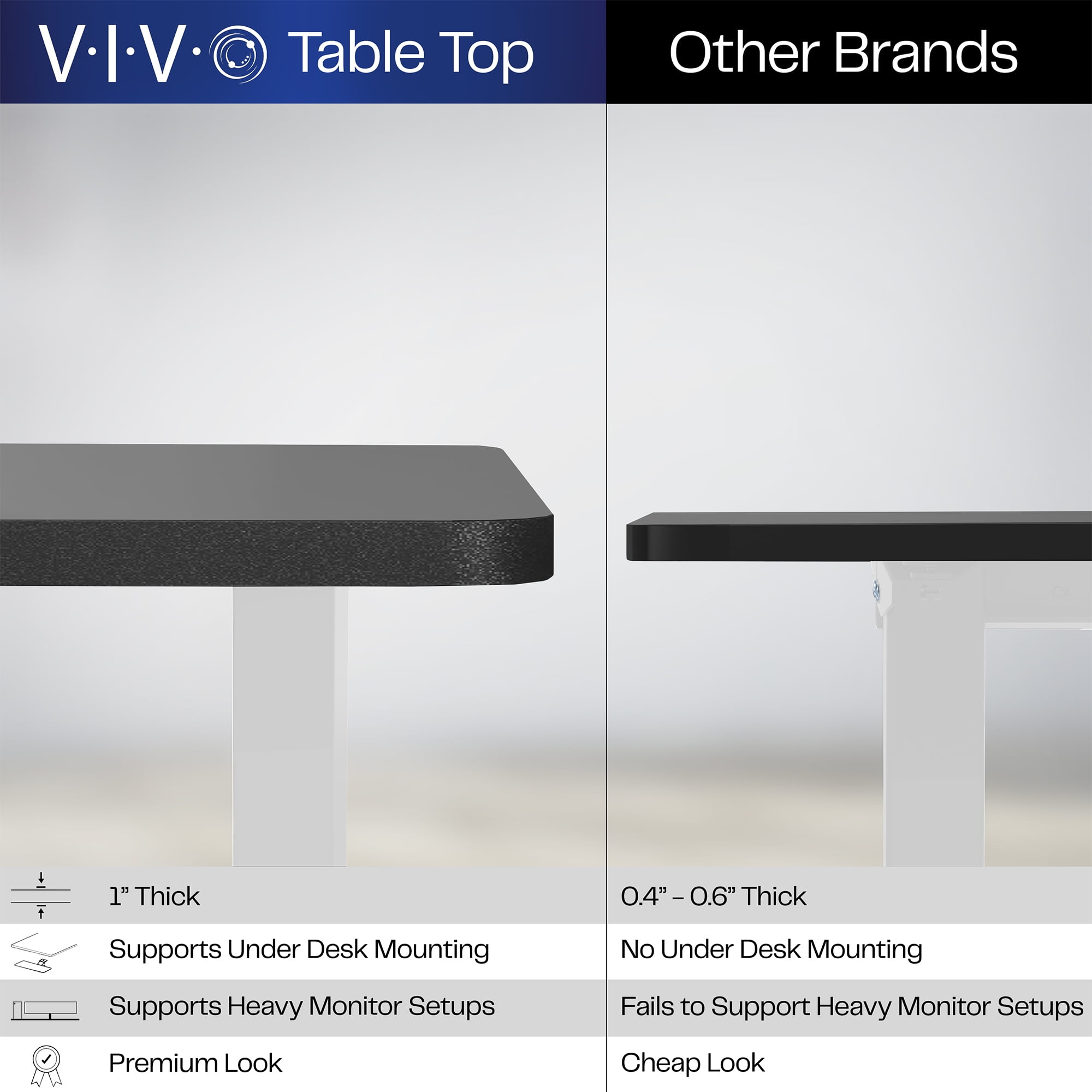 VIVO Electric 60” x 30” Stand Up Desk, Black Table Top, White Frame