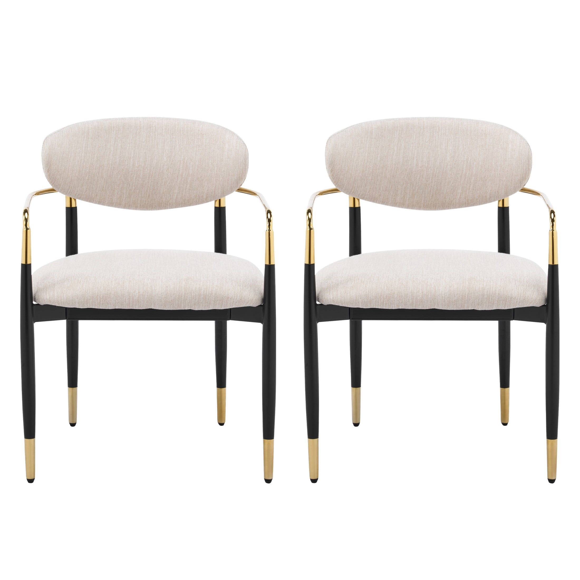 Christopher Knight Home Modern Upholstered Dining Chairs with Iron Frame, Black+Gold+Beige, Set of 2