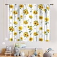 thumbnail image 3 of Sunflower Curtains for Living Room, Rusitc Farmhouse White Yellow Floral Flower Printed Retro Country Rod Pocket Kitchen Bedroom Cafe Window Drapes Treaments 2 Panel, 42"x63" Inch, 3 of 5