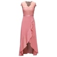 thumbnail image 4 of Formal Gowns and Evening Dresses Wedding Guest Women Solid Dress Lace Splice Sleeveless V-Neck Ruffle Hem Dress Fashion Evening Gown for Party Wear, 4 of 7