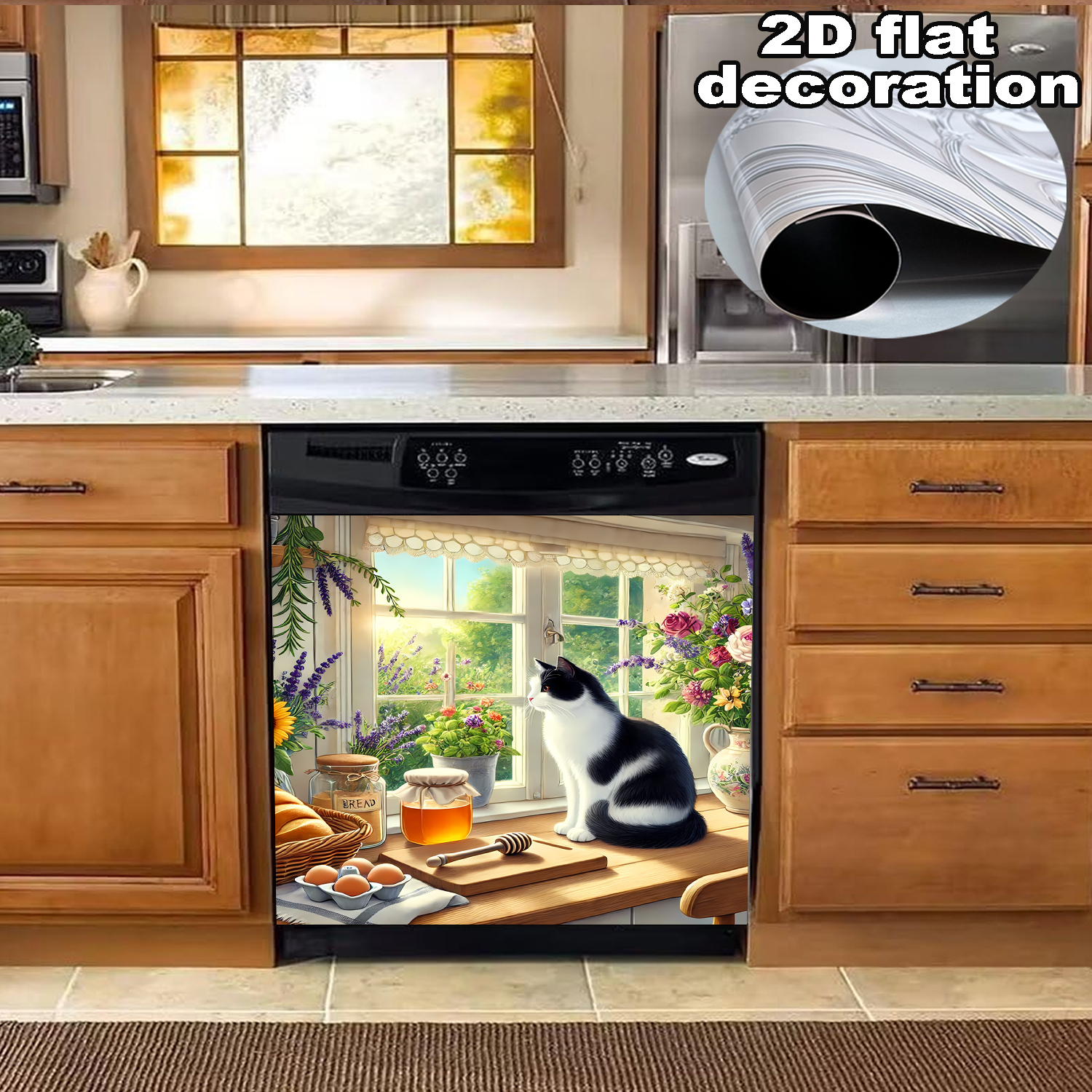 Cat Dishwasher Cover Decorative Magnet Dishwasher Covers for The Front Dishwasher Door Magnet Cover Sticker for Dishwasher Magnetic Dishwasher Cover Panel Decals Kitchen 1pc