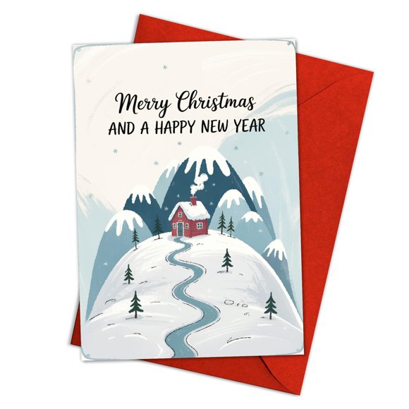 Tarjeta de felicitación Merry Christmas Winter Cabin (13,5 x 21,5 cm)