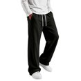 thumbnail image 2 of Dwellite Wide Leg Baggy Sweatpants Men Elastic Waist Casual Lounge Pants Drawstring Joggers Pants with Pockets Black 2XL, 2 of 8