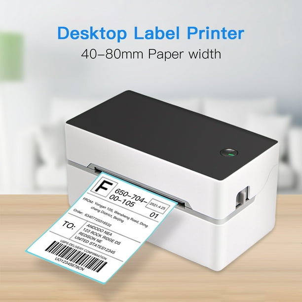 Aibecy Imprimante d'étiquettes d'expédition de bureau Haute vitesse USB +  BT Imprimante thermique directe Autocollant d'étiqueteuse 40-80 mm Largeur