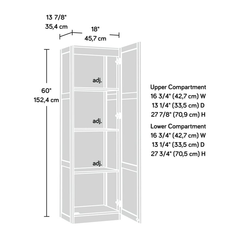 Sauder Miscellaneous Storage Pantry Cabinets, L: 29.61 x W: 16.10 x H: 71.10, Highland Oak Finish