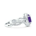 thumbnail image 2 of Halo Oval Infinity Shank Ring Amethyst CZ 925 Sterling Silver Size 9, 2 of 6