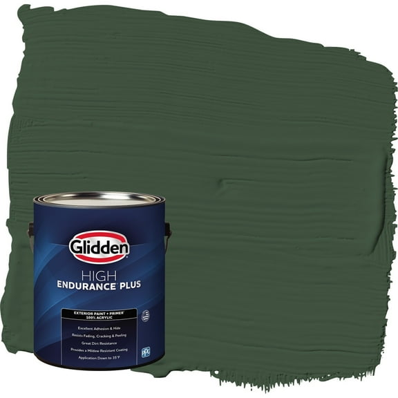 Glidden HEP Pine Forest / Green Flat Exterior Paint with Primer, 1 Gallon