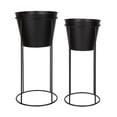 thumbnail image 3 of Kate and Laurel Sheely Decorative Modern Metal Planter Stands with Removeable Buckets Style Pots, Set of 2, Black, 3 of 6