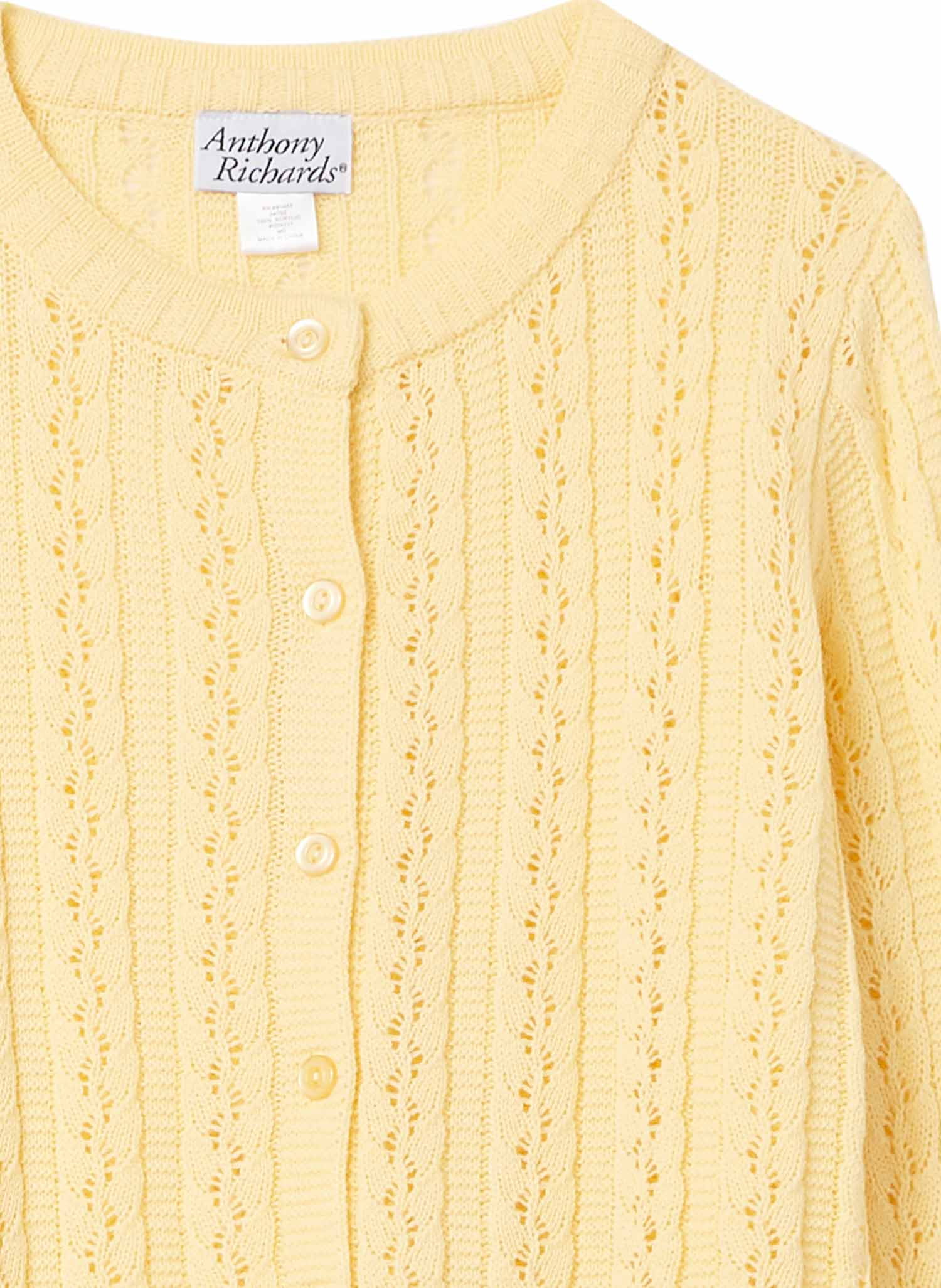 AmeriMark Women's Cable Stitch Cardigan Sweater Lightweight Long Sleeve  Knit Butter XL