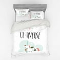 thumbnail image 2 of Saying Duvet Cover Set, My Universe Unicorn Self Care Philosophical Lettering on a Plain Back, Bedding Set with Shams and Fitted Sheet, 3 Sizes, by Ambesonne, 2 of 3