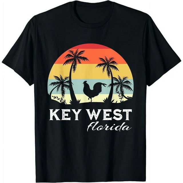 T-Shirt Culture Locale Coq Key West Unisexe P-5TG Tendance Cadeau d'Anniversaire