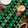 thumbnail image 3 of St. Patrick's Day Table Runner - 70 Inch Long Spring Green Lucky Clovers Shamrock Cotton and Linen Blended Dress Scarves Farmhouse Table Runner for Kitchen Dining, Coffee Table, 13" x 70", 3 of 8