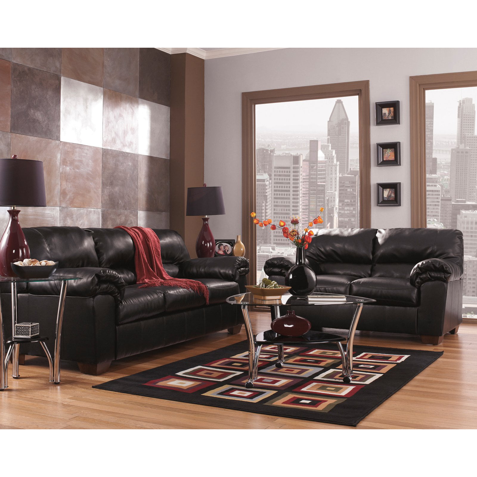 Signature Design by Ashley Commando Leather Living Room Set - Walmart.com