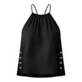 thumbnail image 5 of Womens Summer Tops Sexy Loose Pleated Back Side Split Sleeveless Halter Tops for Women Black L, 5 of 9