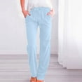 thumbnail image 3 of Gubotare Women's Summer Palazzo Pants Flowy Wide Leg Beach Pants with Pockets (Light Blue,XXL), 3 of 6
