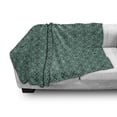 thumbnail image 3 of Damask Soft Flannel Fleece Blanket, Baroque Style Foliage Ornament with Rococo Curves and Renaissance Elements, Cozy Plush for Indoor and Outdoor Use, 70" x 90", Sea Green and Black, by Ambesonne, 3 of 6