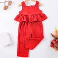 thumbnail image 3 of HZLPFO Girl' Clothing Sets Baby Girls Summer Clothes Casual Clothing Suit Sleeveless T-Shirt +Pants(Red,Size 6-12 Months), 3 of 6